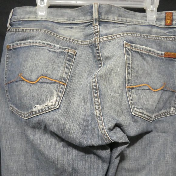 7 FOR ALL MANKIND | Bootcut | size 36 | Distressed Faded Blue Denim - Picture 11 of 16